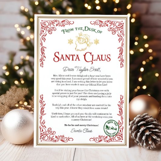 Brief des Weihnachtsmanns, Weihnachtsbrief für Kin