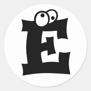 Brief E Eyeballs Alphabet von Janz White Runder Aufkleber