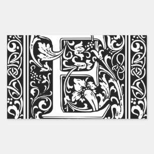 Brief E Mittelalterliche Monogramm-Kunst Art Nouve Rechteckiger Aufkleber