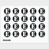 Brief E Stencil Alphabet von Janz Alice Blue Black Runder Aufkleber (Blatt)