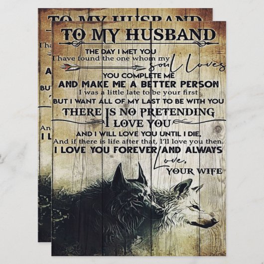 Brief für Ehemann | Familiendekoration | (Vorne/Hinten)