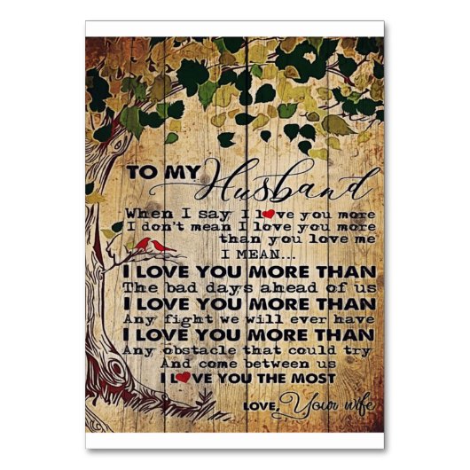 Brief für Ehemann | Familiendekoration | Tischnummer (Vorderseite)