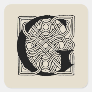 Brief G Vintage-Keltischer Knoten-Monogramm Quadratischer Aufkleber