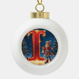 Brief I Weihnachts-Eislauf Personalisierter Anfang Keramik Kugel-Ornament