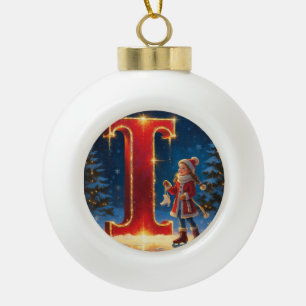 Brief I Weihnachts-Eislauf Personalisierter Anfang Keramik Kugel-Ornament