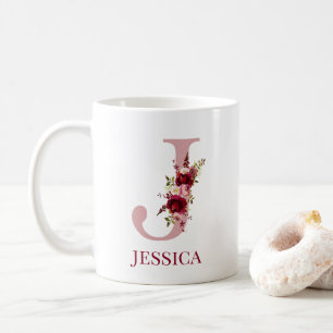 Brief J Burgund Blush Floral Kaffeetasse