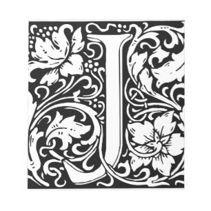 Brief J Mittelalterliche Monogramm-Kunst Nouveau Notizblock