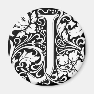 Brief J Mittelalterliche Monogramm-Kunststil Magnet