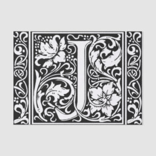 Brief J Mittelalterliche Monogramm-Kunststil Seidenpapier