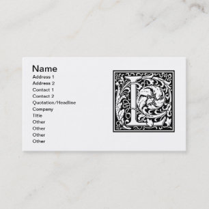 Brief L Mittelalterliche Monogramm-Kunststil Visitenkarte