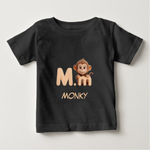 Brief M Affe Bildung Kinder T-Shirt Großbuchstab