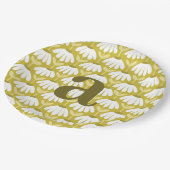 Brief Monogram Olivgrün Vintage Blumenmuster Pappteller (Schrägansicht)