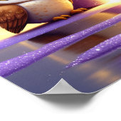 Brief O mit Eulenposter Glitter Lila Alphabet Poster (Ecke)