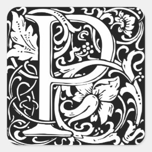 Brief P Mittelalterliches Monogramm Vintage Initia Quadratischer Aufkleber
