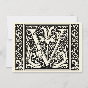 Brief V Mittelalterliches Monogramm Jugendstil Einladung