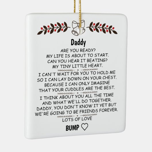Brief vom Baby-Bump an Papa zu Weihnachten Keramikornament (Rechts)