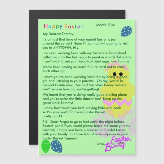 Brief vom Ostersonnigen Gelbpinken Kicheneier Magnetkarte (Vorne/Hinten)