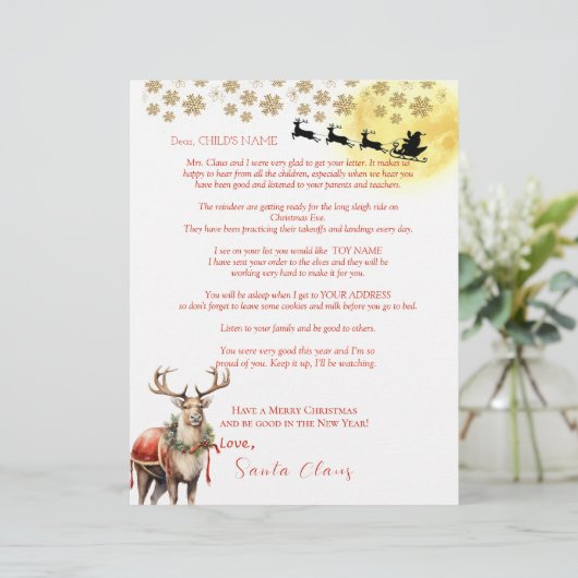Brief vom Weihnachtsbaum Santa Reindeer (Stehend Vorderseite)