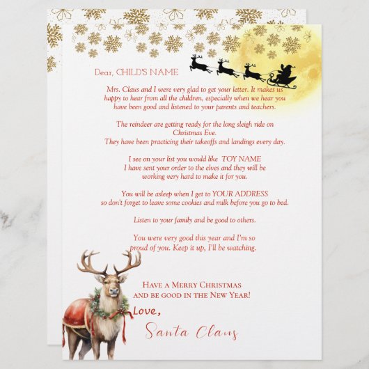 Brief vom Weihnachtsbaum Santa Reindeer (Vorne/Hinten)