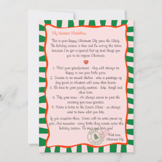 Brief vom Weihnachtself Nordpol-Aufgabenliste Einladung