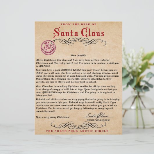 Brief vom Weihnachtsmann (Stehend Vorderseite)