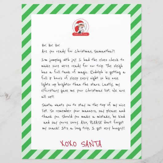 Brief vom Weihnachtsmann an Kinder (Vorderseite)