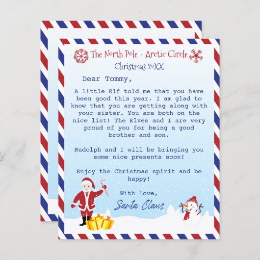 Brief vom Weihnachtsmann an Kinder (Vorne/Hinten)