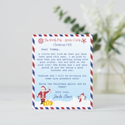 Brief vom Weihnachtsmann an Kinder (Stehend Vorderseite)