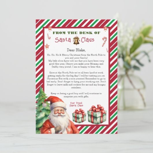 Brief vom Weihnachtsmann Einladung (Stehend Vorderseite)