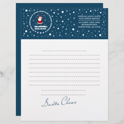 Brief vom Weihnachtsmann. Gestaltet Briefkopf (Vorne/Hinten)