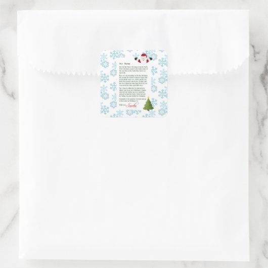 Brief vom Weihnachtsmann Quadratischer Aufkleber (Tasche)