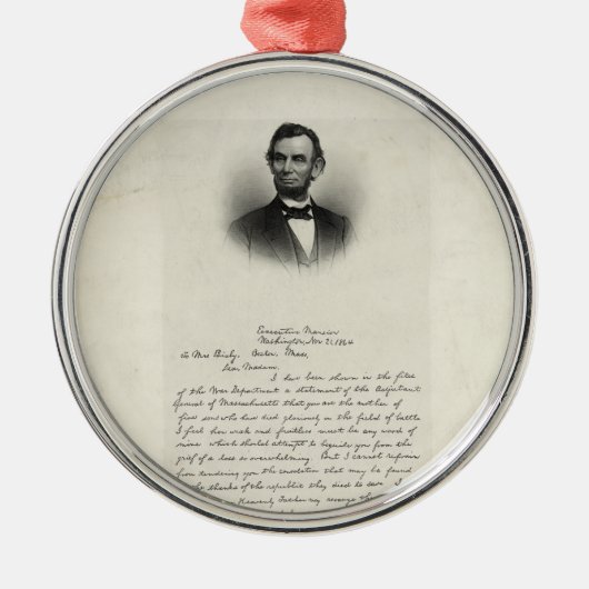 Brief von Abraham Lincoln Silbernes Ornament (Vorne)