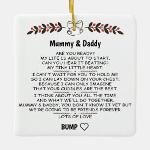 Brief von Baby Bump an Mummy & Daddy als Ceram Keramikornament