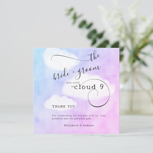 Brief von Cloud 9 Humoraler Lässiger Polterabend Dankeskarte (Stehend Vorderseite)