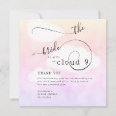 Brief von Cloud 9 Humorfarbenes rosa Brautparty Dankeskarte (Vorderseite)