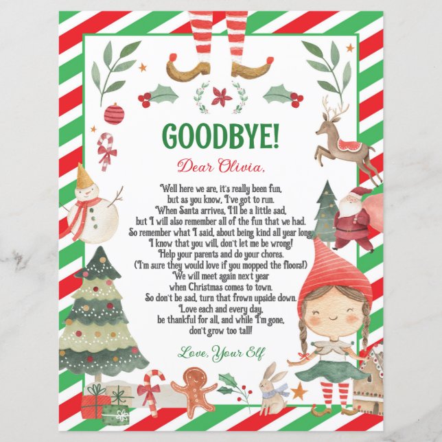 Brief von Elf Goodbye Farewell Christmas Girl (Vorderseite)