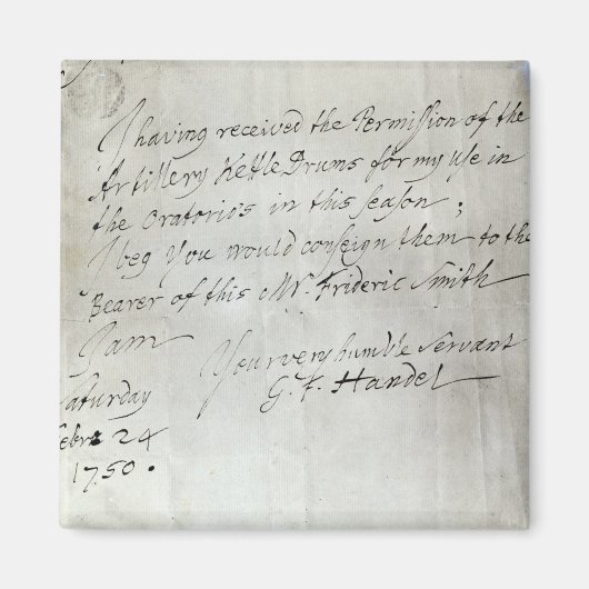 Brief von George Frederick Händel Magnet (Vorne)