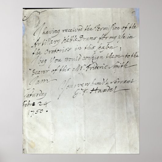 Brief von George Frederick Händel Poster (Vorne)