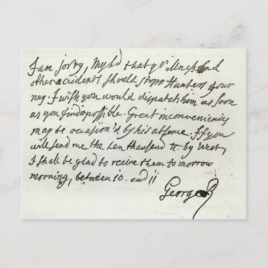 Brief von George II an den Herzog von Newcastle Postkarte (Vorderseite)