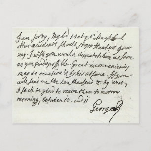Brief von George II an den Herzog von Newcastle Postkarte