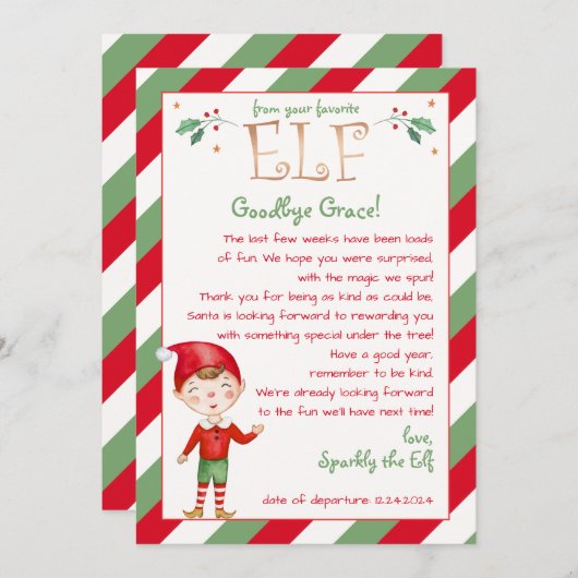 Brief von Ihrem Elf Hallo oder Auf Wiedersehen anp Einladung (Vorne/Hinten)