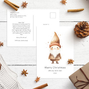 Brief von Santa an Niedlich Beige Boho Postkarte