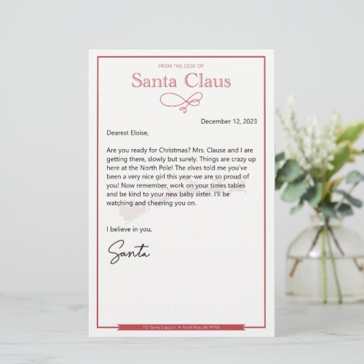 Brief von Santa Nice bearbeitbar (Stehend Vorderseite)