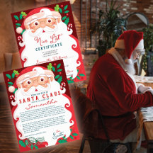 Brief von Santa Nice List Zertifikat Weihnachten