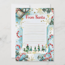 Brief von Santa | Pastellblau & Goldene Sterne
