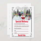 Brief von Tomte | Winterwald-Blockhütte Gnome Postkarte (Vorne/Hinten)