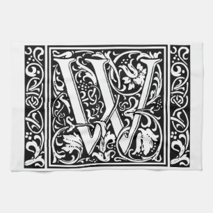 Brief W Mittelalterliche Monogramm Art Nouveau Geschirrtuch