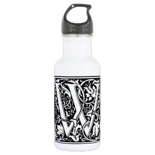Brief W Mittelalterliche Monogramm-Kunst Nouveau Edelstahlflasche