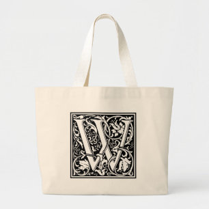 Brief W Mittelalterliche Monogramm-Kunst Nouveau Jumbo Stoffbeutel