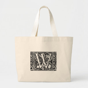 Brief W Mittelalterliche Monogramm-Kunst Nouveau Jumbo Stoffbeutel
